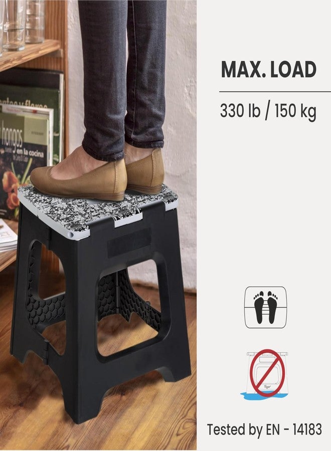 Vigar Compact Step Stool Foldable, 12-1/2-inch Step Stools for Adults up to 330 Pound, Lightweight Stool, Non-Slip Folding Step Stool, Rococco Black - Image 5